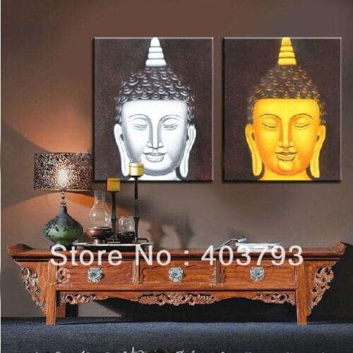 Beatiful modern fashion oil painting on canvas south asia style buddha head 50X60cmx2P free shipping