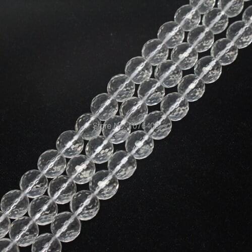 Mini. order is $7!Wholesale 40pcs,10mm 64 Surface Faceted Clear Rock Crystal Quartz Round DIY Loose Beads 15"