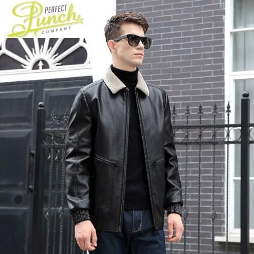 Real Genuine Sheepskin Men Leather Coats Mens Warm Winter Jacket Duck Down Coat Jaqueta De Couro 1114 YY581