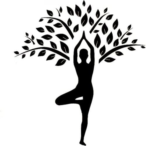 Fun Tree Yoga Exquisite Decals High Quality Car Window Decoration Personality Pvc Waterproof Decals Black/white, 15cm*14cm