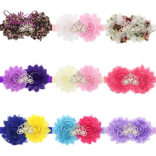 Nishine Shining Pearls Rhinestone Crown Floral Headband Baby Girl Cute Flowers Elastic Hairband Clothing Ornaments Birthday Gift
