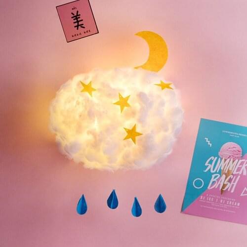 DIY Night Light Handmade PP Cotton Cloud Shape Hanging LED Night Light Bedrooom Living Room Home Decor Christmas Birthday Gift