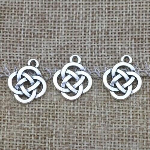 Newness 20 Pieces 19*15mm Mixed Alloy Antique Silver Color Chinese Knot Charms Keychain Pendant Accessory For DIY Jewelry Making