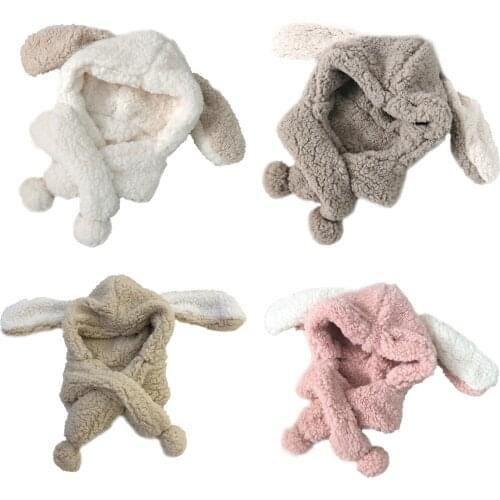 2020 NEW Winter Cotton Velvet Bunny Ear Cap Knitted Hat Warm Soft Cap For 2-10 Years Old