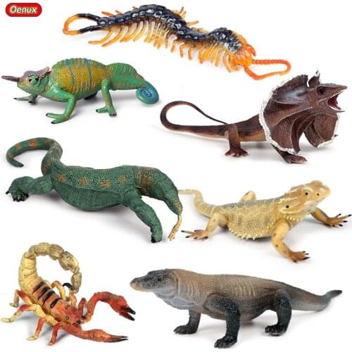 Oenux Original Animals Model Chameleon Lizard Scorpion Centipede Wild Animal Action Figures Home Garden Decoration Miniature Toy