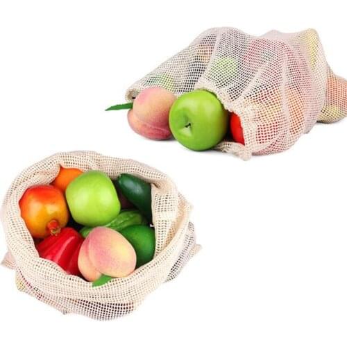 Vegetable Bags Produce Bag Reusable Cotton Mesh Vegetable Storage Bag Kitchen Fruit Vegetable with Drawstring Cotton Mesh Bag