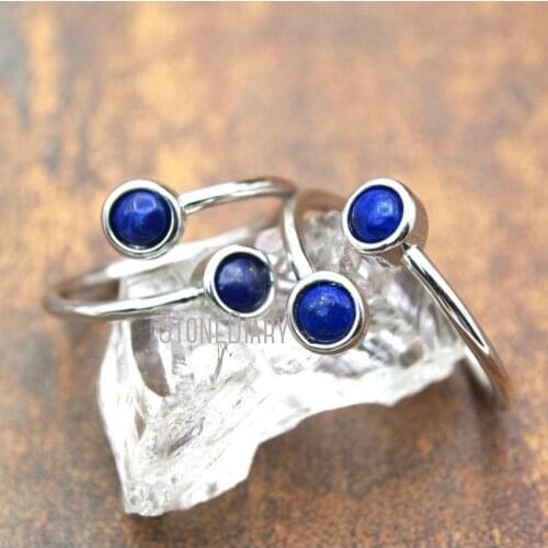 RM15604 10Pcs Best Seller Silver Plated Round Shape Ring Blue Rock Ring Sale Adjustable