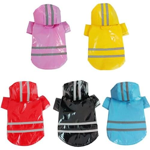 Hoody Dog Raincoat Waterproof Dogs Clothes PU Pet Jacket Coat for Dogs Reflective Rain Coat Outdoor Cats Clothes Pets Supplies