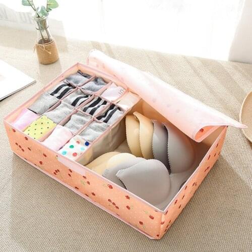 Folding Underwear Box Bra Socks Organizer Washable Oxford Cloth Household Sorting Divider Drawer Organizers With Compartments