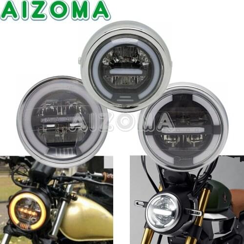 6.5" Motorcycle LED Headlight High/Low Beam DRL Daytime Running Light For Honda Harley Chopper Scrambler Bobber Round Light