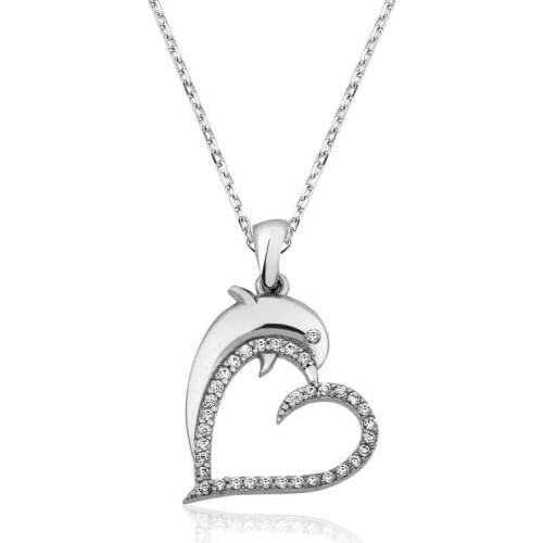 Tevuli 925 Sterling Silver Heart Dolphin Fish Lady Necklace