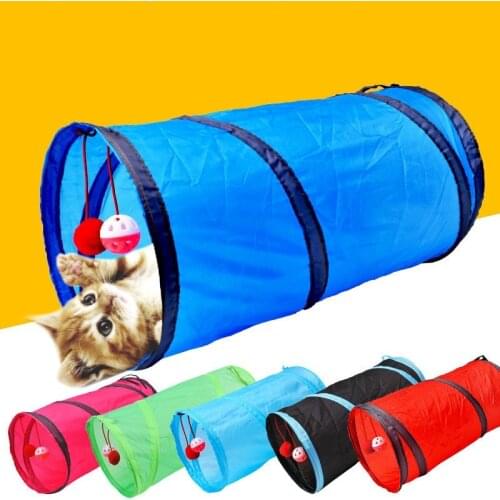 Pet Cat Tunnel Toy Funny Pet 2 Holes Play Tubes Balls Collapsible Crinkle Kitten Toys Puppy Play Dog Channel Tubes accessories