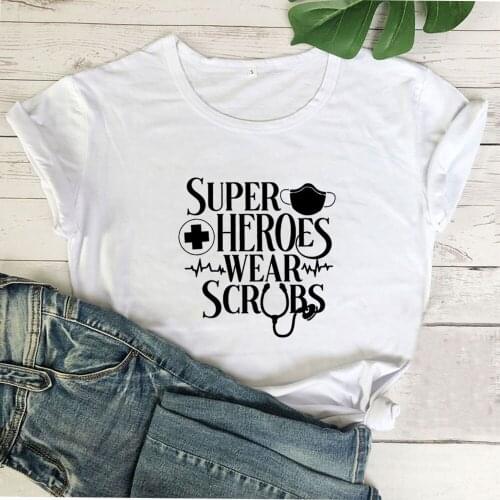 Women Black Tee Shirt Femme Superheroes Wear Scrubs Funny T Shirts Women T-shirt Loose Camiseta Mujer Short Sleeve Tshirt