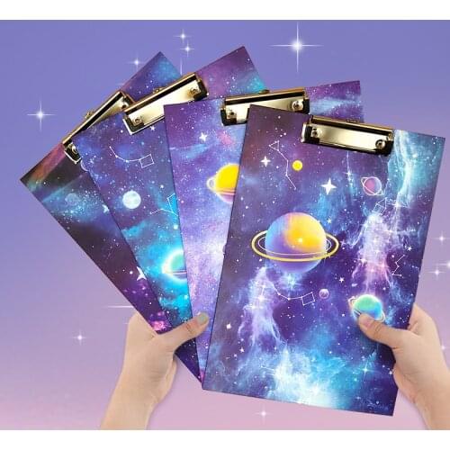 Starry Sky A4 Clipboard Folder Filing Products Writing Documen Storage Note Paper Clip Board Stationery Paper Folder Pad