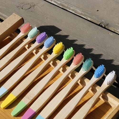 10PCS Colorful Natural Bamboo Toothbrush Set Soft Bristle Charcoal Teeth Whitening Bamboo Toothbrushes Soft Dental Oral Care