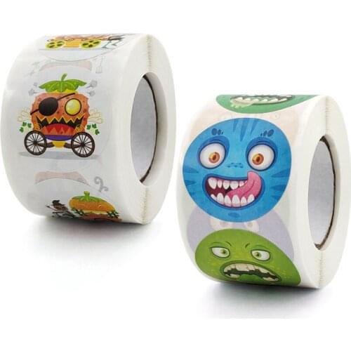 100-500pcs 1.5inch Halloween Stickers Self Adhesive Label Paper Pumpkin Candy Bags Stickers Gift Packaging Sealing party decor