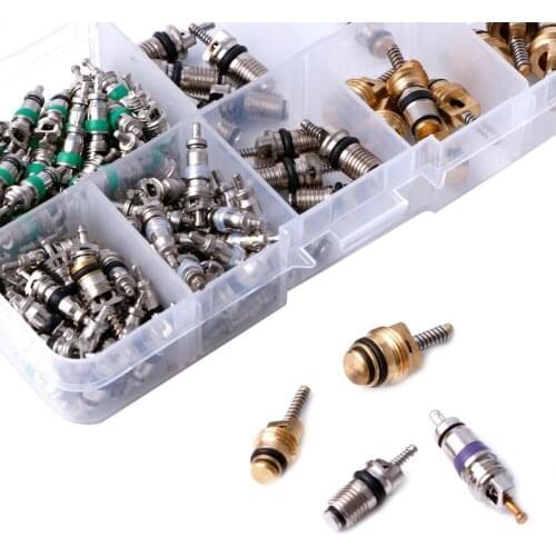 134pcs A/C Core Valves R134A Automotive Air Conditioning Assortment&Remover Kit Car Air Conditioning Valve Core A/C Sealing Kit