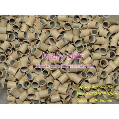 3.2*2.8*4.0mm 13# Blonde 1000pcs copper flared ring easily locks/copper tube micro link/ring /bead for i tip hair extension