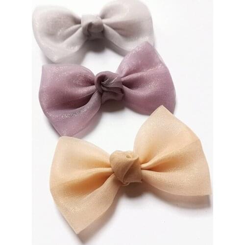4pcs Hair Bow Clips for Girls Organza Mesh Bow Hairpins Child Hair Accessories Bow Hair Clips