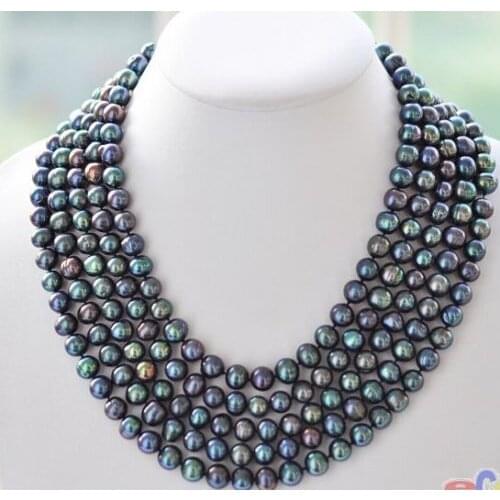 48 inch stunning 6-7mm natural freshwater peacock green multicolor pearl necklace 48inch