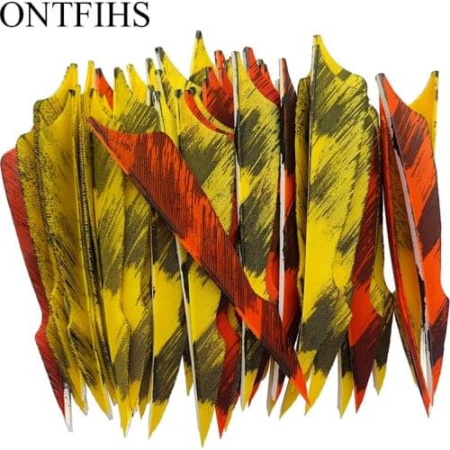 50 PCs/Lot ONTFIHS 4 Inch Archery Fletches Natural Turkey Feather Fletching Feathers- Sting Ink Painting