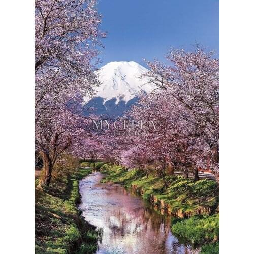 5d Diy Diamond Painting Japanese Spring Mountain Cross Stitch Diamond Embroidery Fuji Landscape Full Mosaic Decor Wall Stickers
