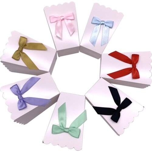 6pc White Paper Popcorn Boxes Bag With Bow Pop Corn Favors Gift Box Wedding Birthday Movie Party Tableware Supply Food Container