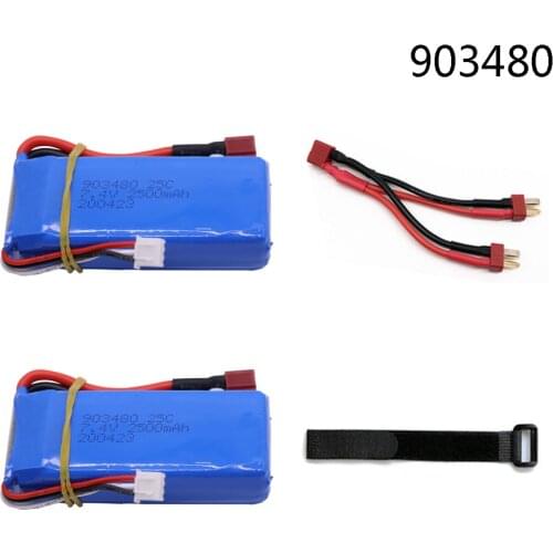 7.4V Upgrade 5000mAh lipo battery T plug for Wltoys 12428 12423 RC Car accessory 7.4V 2500mah 2S lipo battery 903480