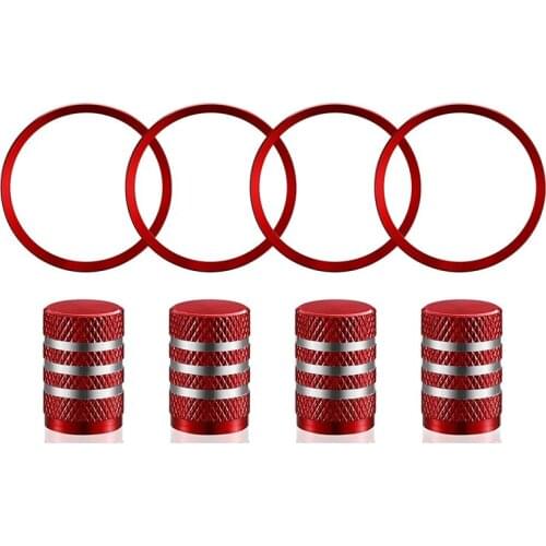 8PCS Wheel Decoration Set for Honda Civic 2016-2021 Wheel Center Hub Rings Valve Stem Cap Trim Aluminum Accessories, Red