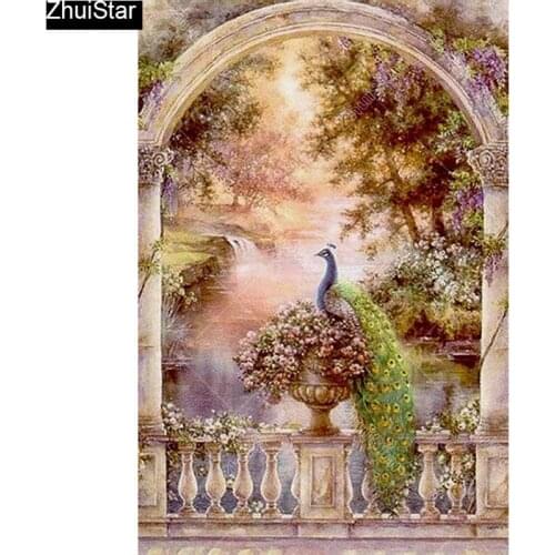 Full Square 5D DIY Diamond Painting "Pretty peacock" Embroidery Cross Stitch Mosaic Home Decor Gift CJ16
