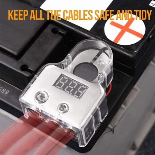 Car Battery Terminal Connectors Voltmeter Display Positive Negative Battery Clamp Audio Modification Battery Head Accessories