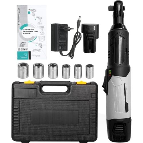 Cordless Electric Ratchet Wrench 3/8inch 80N.M 240RPM 18V Power Ratchet Wrench Kit with 6.0Ah Lithium-Ion Battery Fast Charger