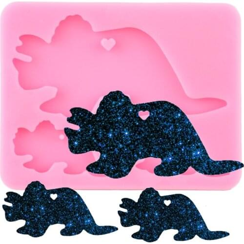 Shiny Dinosaur Silicone Molds Animals Keychain Mould DIY Epoxy Resin Moulds Jewelry Making Keychain Pendant Polymer Clay Mold