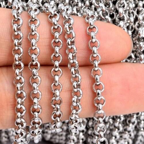 1PCS 304 Stainless Steel Round Pearl Flattened Cross O-chain 3/4/5/6MM Jewelry Accessories Chain Does Not Rust Does Not Fade SP