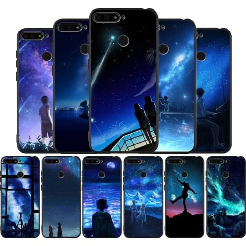 Starry Anim black Silicone Phone Case For honor 20 Pro 8 8X 9 10 20 Lite for Mate 10 30 Lite Pro cover