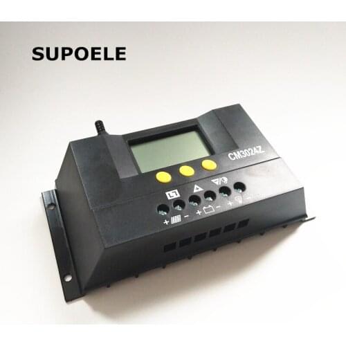 CM3024Z CE RoHS 30A 12/24V Solar PV Regulator Charge Controller PWM Charge Mode LCD Display Solar Genetator Voltage Control
