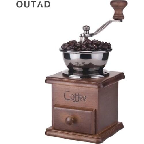 Wood Manual Coffee Grinder Hand Coffee Beans Grinding Machine, Hand Coffee Burr Mill Manual Bean Grinder Cafe Coffee Machine