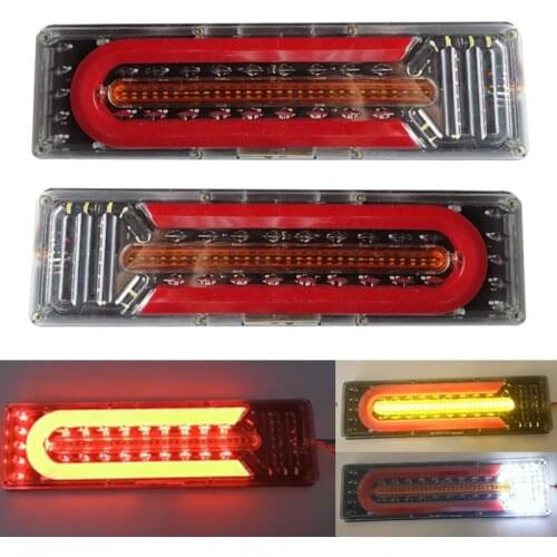 2pcs 24V Dynamic LED Car Truck Tail Light Turn Signal Brake Lights Reverse Signal Lamp Trailer Lorry Bus Camper Caravan