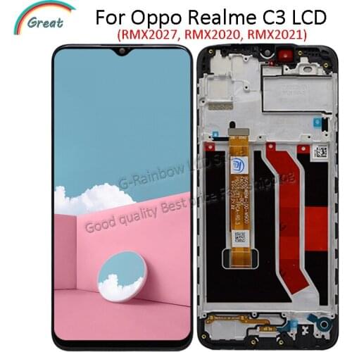 6.5'' For Realme C3 LCD RMX2027 RMX2021 RMX2020 Display With Frame Touch Panel Screen Digitizer for OPPO Realme C3 Pantalla LCD