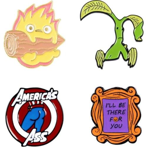 Cartoons Lapel Pins Enamel Brooches Cute Anime Badges For Backpack Womens Vintage Brooch Decorative Mini Pin Badges On Clothes