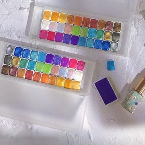 30 Colors Metal Color Art Painting Pearl Watercolor Pigment Solid Chinese Painting Nail Halo Dyeing Special Metallochrome