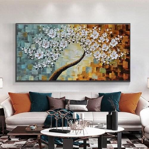 Oil Posters and Prints Living Room Canvas Painting Wall Art Abstract Tree Scandinavian Modern Wall Art Picture Living Home Decor