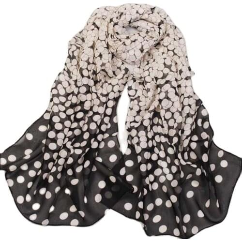 Summer Long Chiffon Silk scarves for woman ombre polka dots Print long wrap scarfs P5A16238