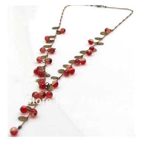 Hot Sales Fashion Thai Style Sweet Cherry Necklace Wholesale Jewelry Necklaces Women