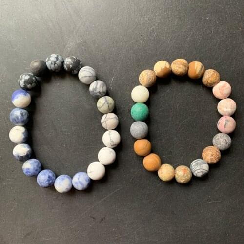 Frosted Matte Beads Stones Galaxy Planet Bracelet Natural Stone Beads Men Women Wrist Decor 1pc