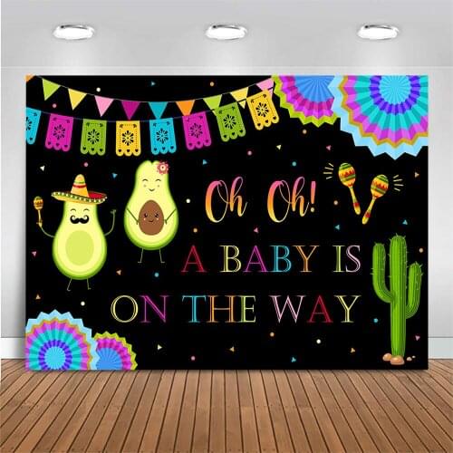 Mexico Theme Baby Shower Backdrop Avocado Cactus A Baby Is On The Way Photography Backdrops Customize Photo Background Photocall