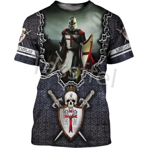 Tessffel Knights Templar 3D Allover Printed New Summer Harajuku Short Sleeve Mens T-shirt Unisex Streetwear Top Style-8