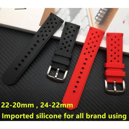 Soft nature rubber Silicone 22mm 24mm watchband Watch Band for TAG strap for Heuer Belts Waterproof F1 series Bracelets tools