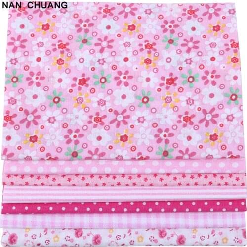 Nanchuang Pink Thin Cotton Fabric Patchwork For Sewing Scrapbook Cloth Tissue For Quilt Needlework Pattern 25x25m 7Pcs/Lot