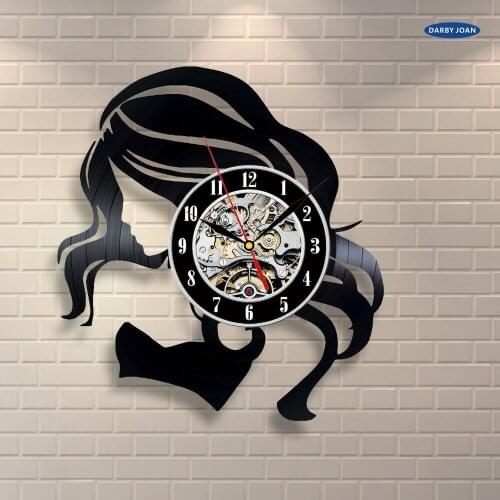 Wall clock Girl Women Vintage Decor Vinyl Record Clock Room Wall Art